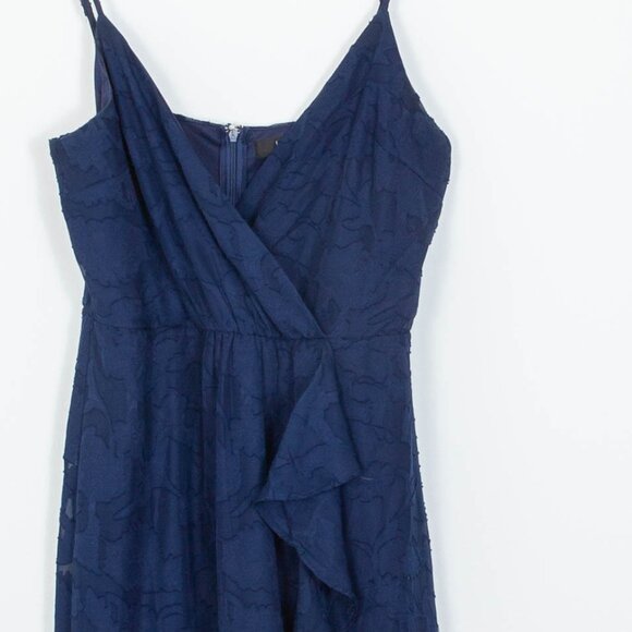 Lulus Near Your Heart Navy Blue Floral Burnout High Low Ruffle Midi Dress Size S - Picture 4 of 10